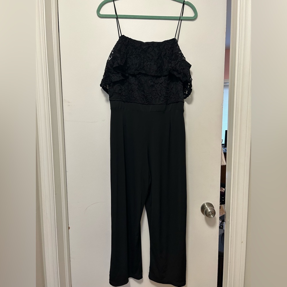 Lace top black jump suit - size L